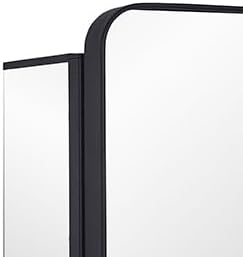 Black Bathroom Mirror Medicine Cabinet with Round Corner Framed Door 24 x 30 inch, Recessed or Surface Mount, with Adjustable Glass Shelves