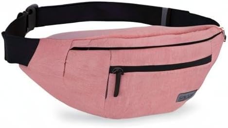 Large Pink Fanny Pack Cross Body Bag with 4-Zipper Pockets Adjustable Strap | Polyester,Gifts for Enjoy Festival Sports Yoga Workout Traveling Running Casual Hands-Free Wallets