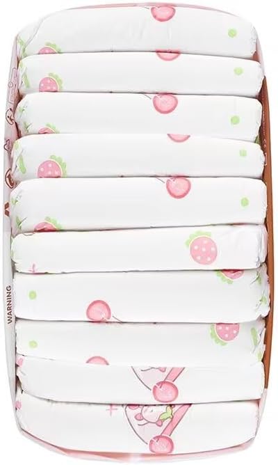 Landofgenie Adult Diapers Large Overnight Printed Diaper with Tabs 10 Pieces - Strawberry Cow (Large 36"-46") | 5000 mL Absorbency, Side Leak-Proof Barriers, Elastic Cuffs & Waistband, Adjustable Tabs