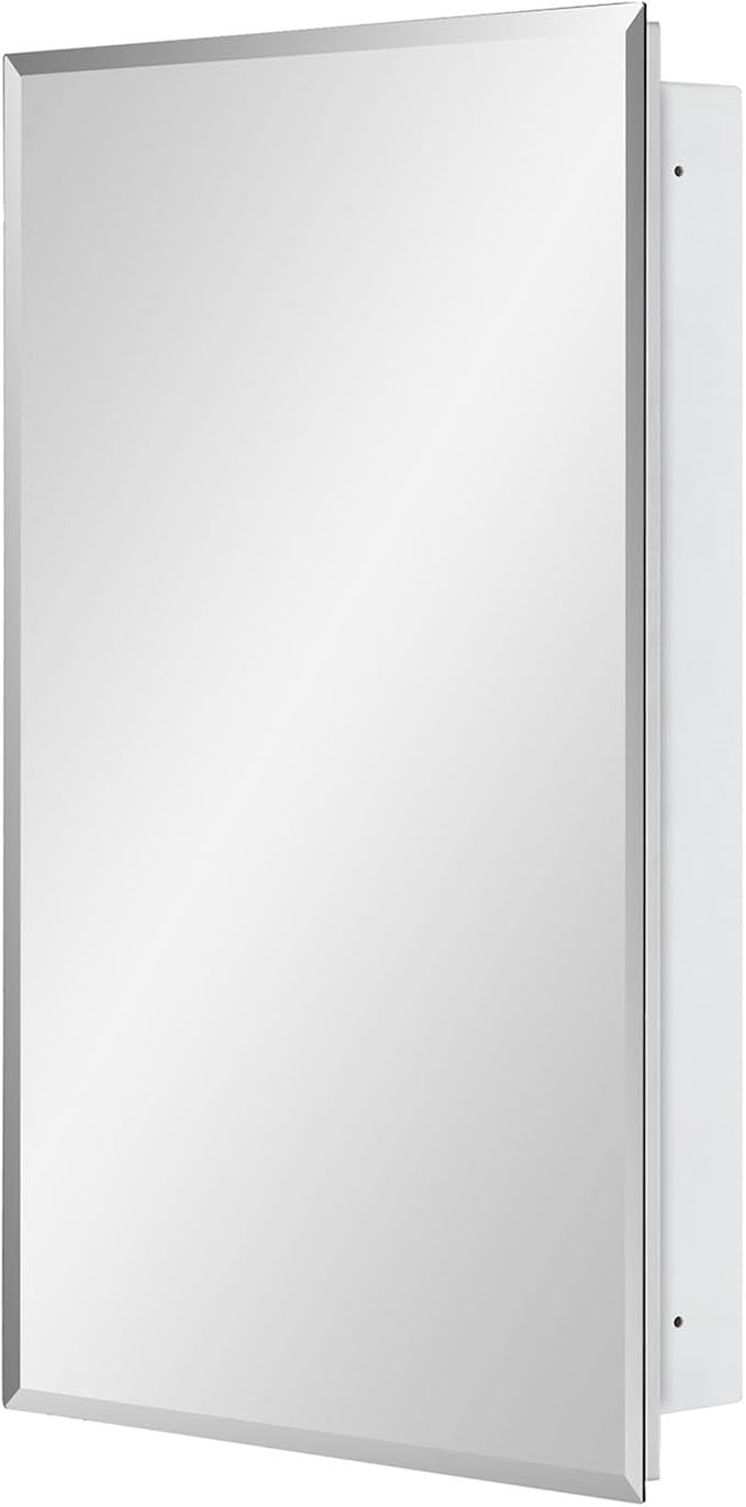 Plastic Medicine Mirror Cabinet for Bathroom 16 x 26 inch, Surface and Recessed Mount