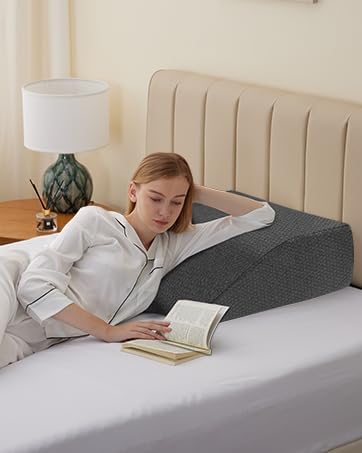Bedluxe Leg Pillow Elevation, Leg Wedge for Blood Circulation, Leg Elevating Pillow for After Surgery, Memory Foam Foot Knee Pillow for Sleeping 23.6×16.8×8 Inch Black