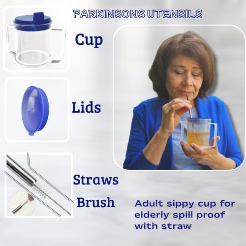 Adult sippy cups for elderly spill proof with straw Adult sippy cup for elderly spill proof | Spill proof cup | Set of 5 pcs with stainless steel straws and dishwasher