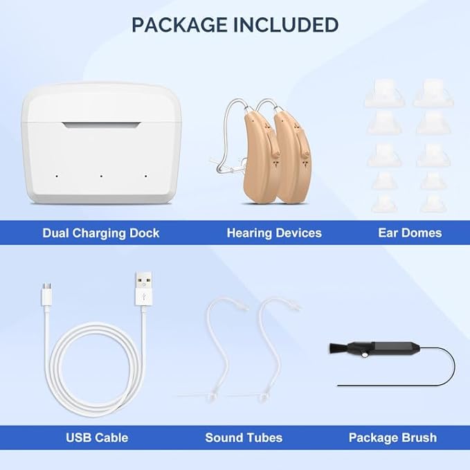 Hearing Aids for Seniors with Noise Cancelling, Rechargeable Hearing Amplifier with with Smart APP Control for People with Hearing Loss(Beige)