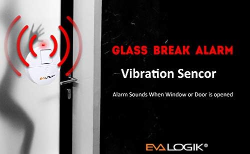 EVA LOGIK Modern Ultra-Thin Window Alarm with Loud 120dB Sound and Vibration Sensors Compatible with Virtually Any Window, Glass Break Alarm Perfect for Home, Office, Dorm Room- 8 Pack