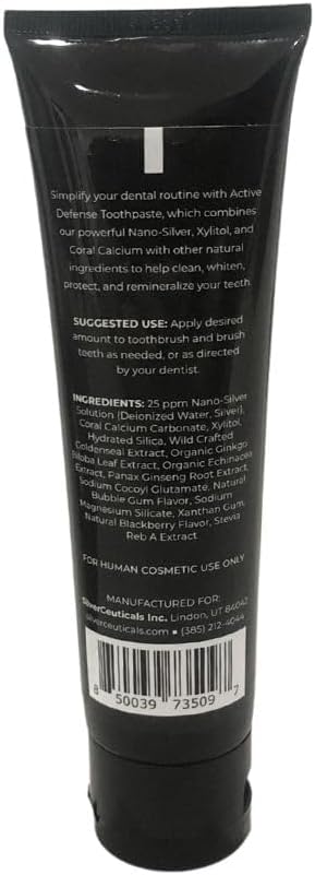 Colloidal Silver Toothpaste - Bubble Berry - Remineralize Tooth Enamel - SLS & Fluoride Free Cavity Protection - Gum Health - Bad Breathe - Gingivitis - Coral Calcium & Xylitol - 3.4oz - Pack of 2
