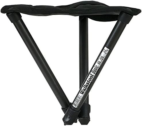 Walkstool - Basic Model - Black Color - 3 Legged Folding Stool in Aluminium - Height 20" to 24" - Maximum Load 330 to 385 lbs - Made in Sweden