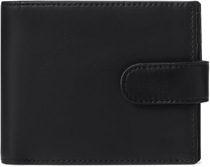 GOIACII Mens Wallet Large Capacity Genuine Leather RFID Blocking Bifold Wallets for Men with ID Window and 15 Card Slots