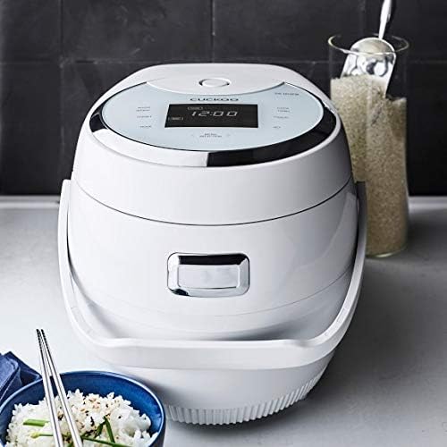 CUCKOO Micom Rice Cooker 10-Cup Uncooked / 20-Cup Cooked with Nonstick Inner Pot, Large Rice Maker with 16 Menu Options, Fuzzy Logic Technology, Auto Clean Mode, LCD Display, White (CR-1020F)