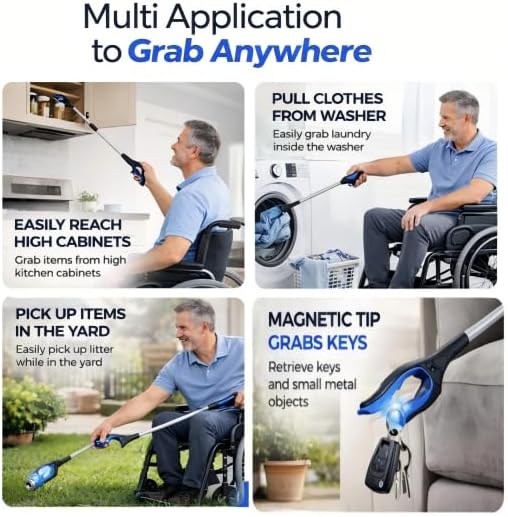 LEGENDONE 32" Grabber Reacher Tool, Foldable Reacher Grabbers Pickup Tool for Senior, Heavy Duty Upper Gripper, Wide Claw Trash Picker, Strong Grip| Powerful Magnet| 360° Rotating Head