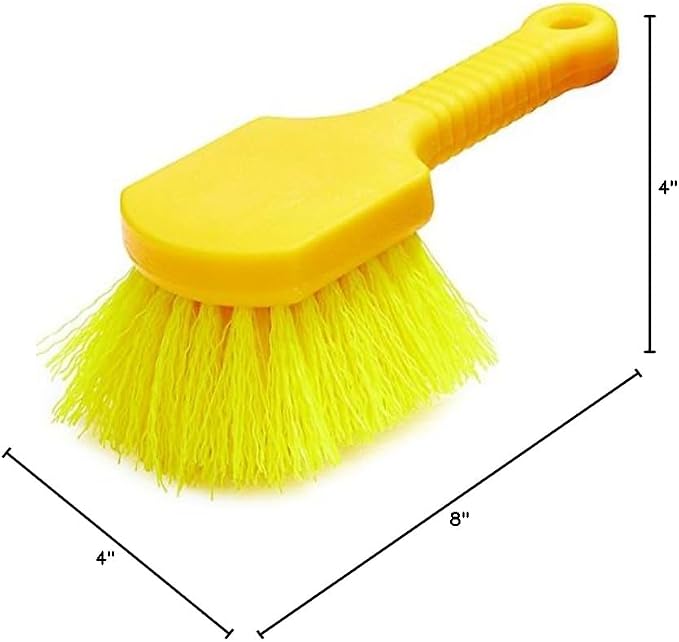 Rubbermaid Commercial 8" Utility Scrub Brush Plastic Handle Synthetic Bristles Cleaning Multi Purpose Heavy Duty Outdoor Wheels and Tires