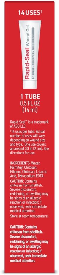 Rapid-Seal Wound Gel (1 Tube) | Stops Bleeding in Seconds | Ideal for Cuts, Scrapes, Razor Nicks for Emergency First Aid Supplies