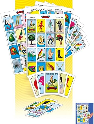 Loteria Authentic Mexican Game, Bingo Game with Colorful Illustrated Cards, Don Clemente Brand (10 Tablas (10 Boards))
