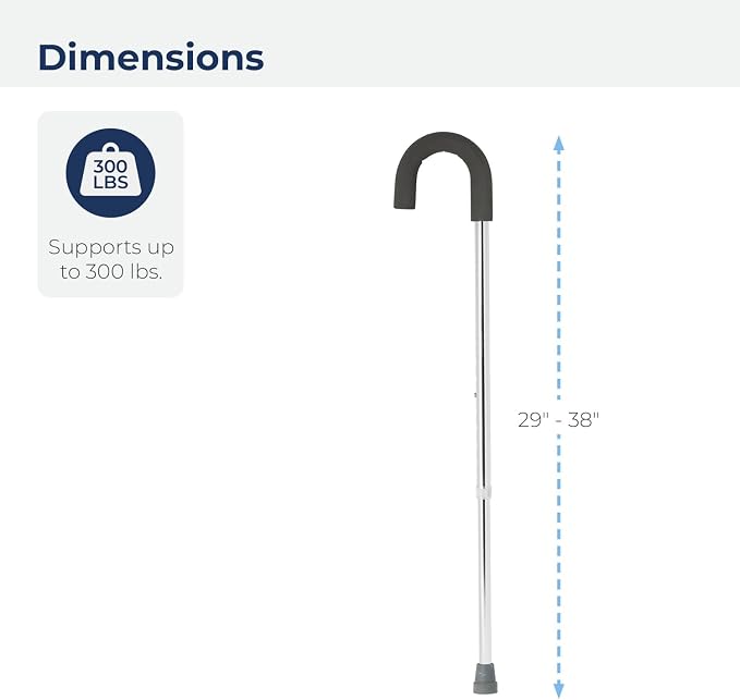 Drive Medical Round Handle Aluminum Walking Cane with Foam Grip, Silver
