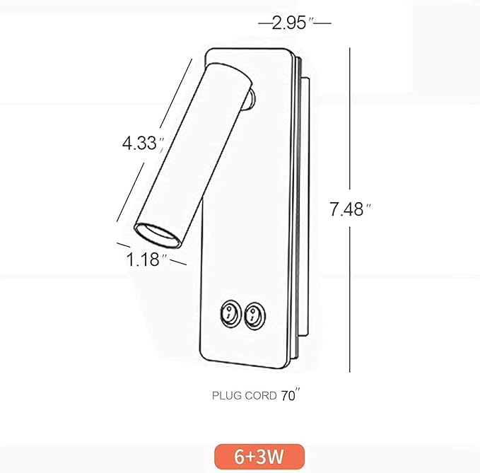 LED Reading Wall Lights for Bedroom, Backlight Night Wall Lamp, Plug in Cord Adjustable Wall Sconces, Book Reading Lamps, Backlight 3W+12W 3000k Warm Wall Light (Black)