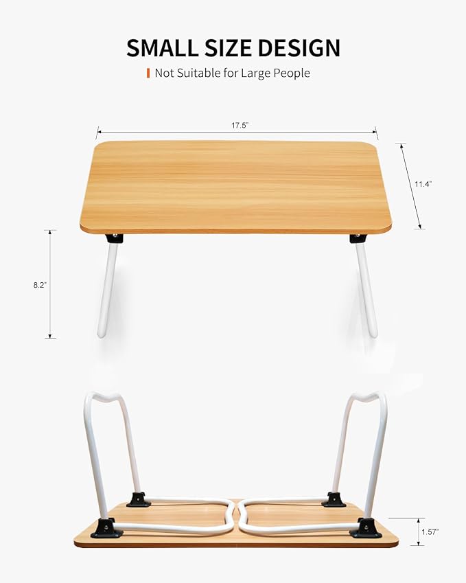 FISYOD Foldable Lap Desk, Laptop Bed Desk, Portable Bed Table, Laptop Stand for Bed & Couch, Lightweight & Mini - Oak