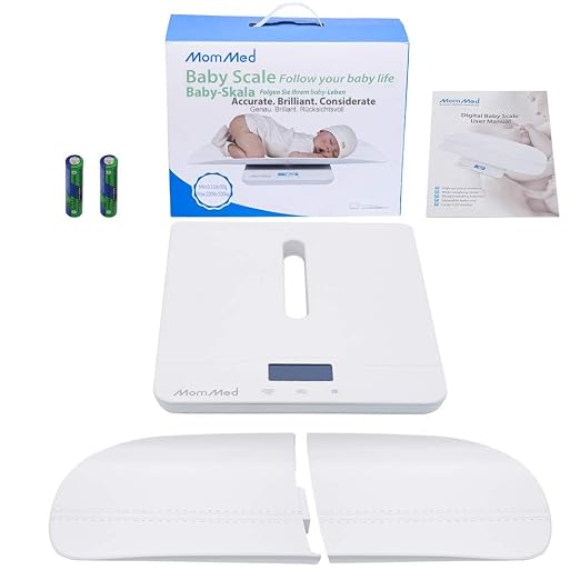 MomMed Baby Scale, Multi-Function Toddler Scale, Baby Scale Digital, Pet Scale, Infant Scale with Hold Function, Blue Backlight, Weight and Height Track