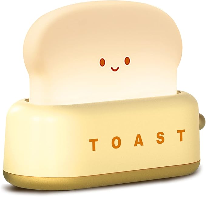 QANYI Small Table Lamp, Cute Toast Bread LED Bedroom Nightstand Light with Timer and Rechargeable, Cool Birthday Gift for Baby Kids Children Girls Boys