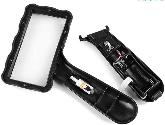 Hand-held Rectangular Magnifying Glass, LED Light Magnifier, 10X Reading Magnifying Glass for Seniors, Low Vision, Macular Degeneration