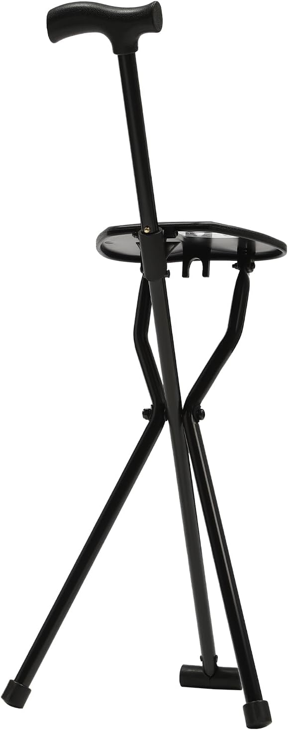 Walking Cane Chair, Walking Stick, Portable Folding Cane with Seat is 34 Inches Tall, Supports up to 240 Pounds, Anti-Slip Lightweight Walking Stick for Seniors