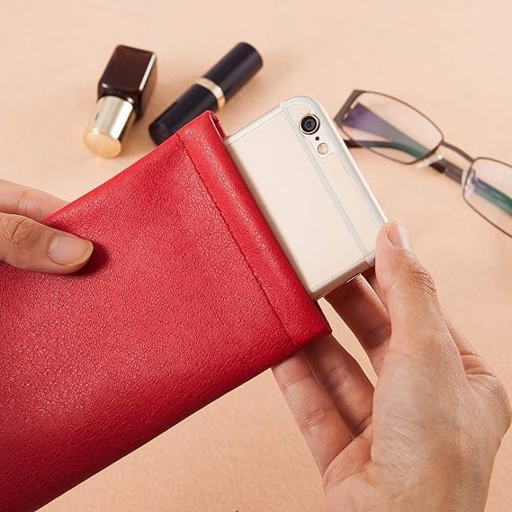 TRIUMPH VISION Eyeglass Case Glasses Case Soft Sunglass Pouch Sleeve 3 Pack | Slim Lightweight Alternative to Bulky Case, Leather Lined Protect Lens, Squeeze Easy to Use, Stylish Portable for Daily Use