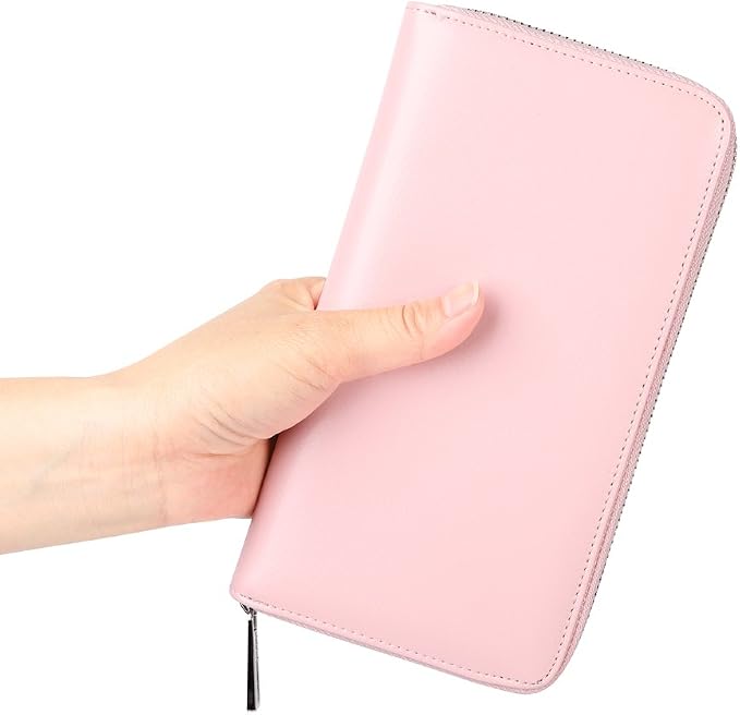 Women 36 Slots RFID Blocking Card Holder Large Long Leather Zipper Organizer Accordion Wallet,Pink