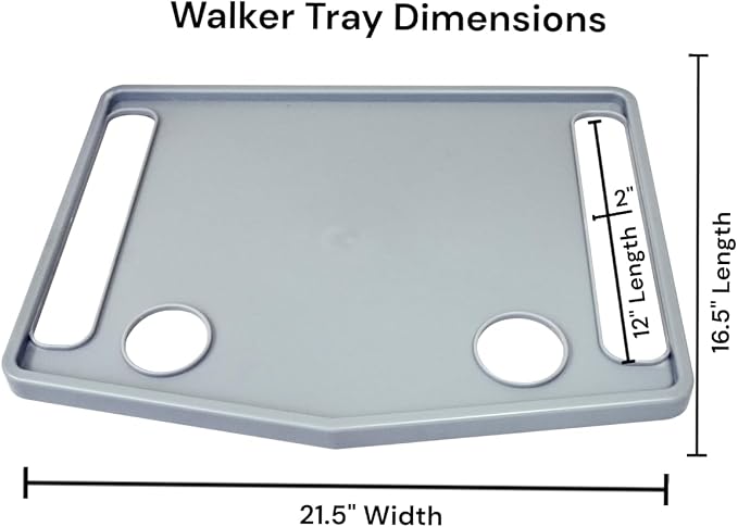Essential Medical Supply Molded Walker Tray with 2 Cup Holders - Perfect for Mobility and Transport, Fits Most Walkers and Provides Convenient Tray for Almost Any Folding Walker