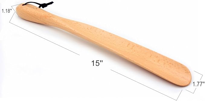 Bamber Wooden Shoe Horn Wood Shoehorn with Handle for Seniors Women Men Kids, 15'' Long, Beech Wood