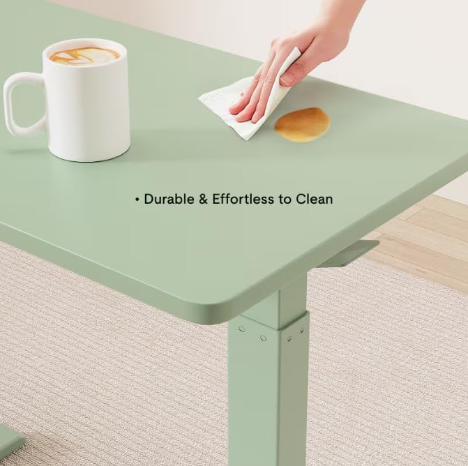 FLEXISPOT H7 28" Pneumatic Height-Adjustable Overbed Table with Wheels | C-shaped bedside table TV Tray,Medical End Side Table,Laptop desk for sofa and home office use,27.6"W x 15.7"D,Mint Green