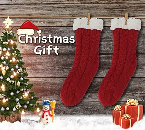 BenSorts Women Winter Thick Slipper Socks with Grippers Non Slip Warm Fuzzy Socks Christmas Gifts