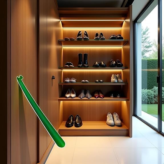 Green Plastic Shoehorn, Long Handle Plastic Shoe Horn for Men and Women, Portable, and Lightweight, Nice Design,Shoe Horns and Boot Jacks