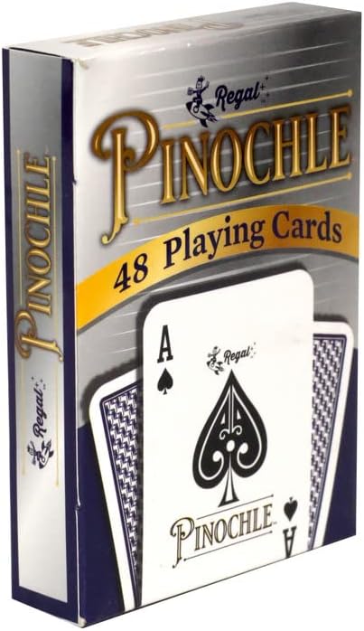 Regal Games Pinochle Playing Cards 2 Pack - Adult Card Game Set with Score Sheets & 2 Deck of Pinochle Cards - Family Fun Game Night - Ideal for 2-4 Person