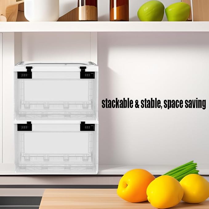 Large Medicine Lock Box for Safe Medication, 24 Litre Locked Medicine Box with Combination Code, Hygienic Lockable Storage Box for Snacks/Food/Electronic/Fridge/Personal Items Stackable Clear
