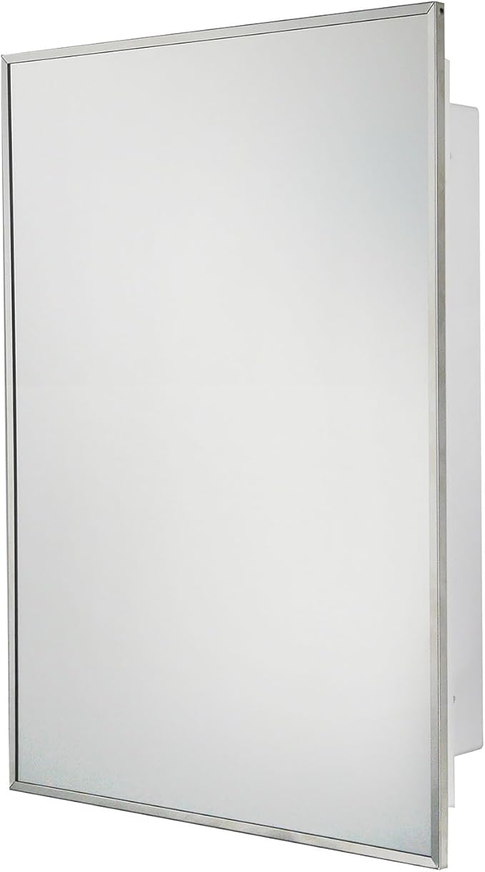 Plastic Bathroom Medicine Cabinet with Framed Mirror 16 x 22 inch, Surface and Recessed Mount