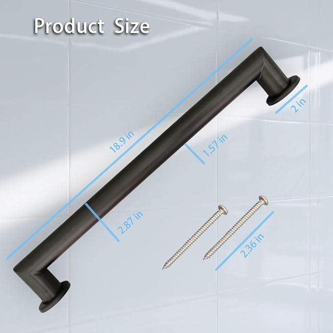 Handicap Grab Bars, Right Angle 2 Pack 18 Inch Shower Grab Bar for Seniors, 304 Stainless Steel ADA Grab Bars for Bathtubs and Showers, Safety Shower Handles for Elderly, Disabled (Polished Chrome)