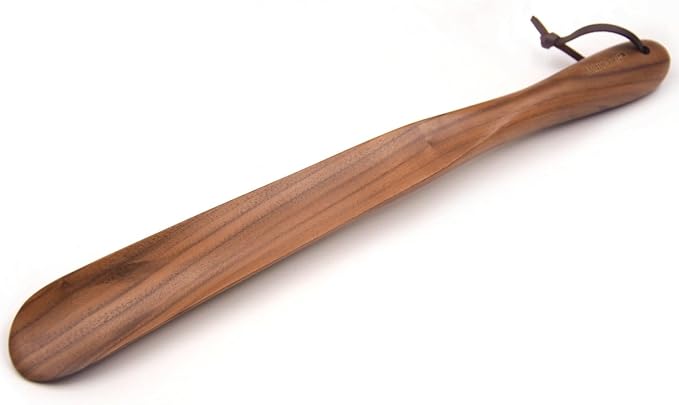Bamber Wooden Shoe Horn Wood Shoehorn with Handle for Seniors Women Men Kids, 17.7'' Long, Black Walnut