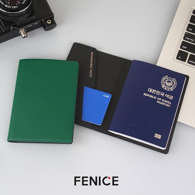 Fenice Classic Passport Cover Holder Wallet Case for Travel Essential RFID Blocking Vegan Leather Waterproof (IVORY)