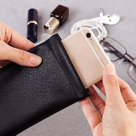 TRIUMPH VISION Eyeglass Case Glasses Case Soft Sunglass Pouch Sleeve 3 Pack | Slim Lightweight Alternative to Bulky Case, Leather Lined Protect Lens, Squeeze Easy to Use, Stylish Portable for Daily Use