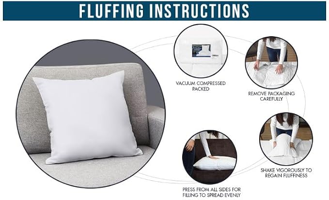 Utopia Bedding 16x16 Pillow Inserts, White Throw Pillows for Couch, 2 Pack | Indoor cushion inserts for bed, sofa & couch, Supportive & fluffy decorative pillows for everyday comfort, Set of 2, White