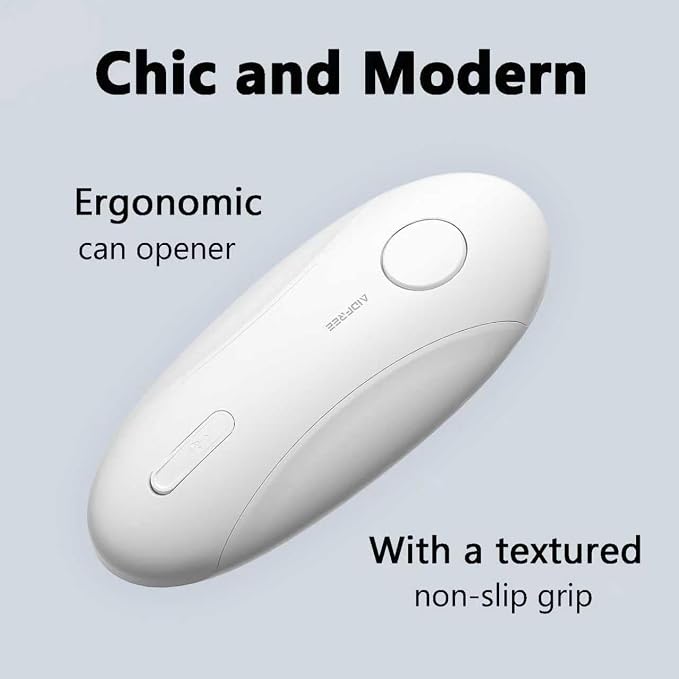 Automatic Electric Can Opener for Seniors for Kitchen:Anyone can Hands Free,One Touch Opener,Durable Blades,Rechargeable, Smooth Edge, Lightweight Small Size, Black (White)