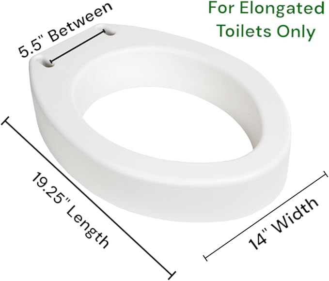 Essential Medical Supply Toilet Seat Riser for Elongated Bowl with 3.5" Rise - 19 x 14 x 3.5 Inch, Elevating and Raising Toilet Seat for Seniors, Adults and The Elderly with 300lb Weight Capacity