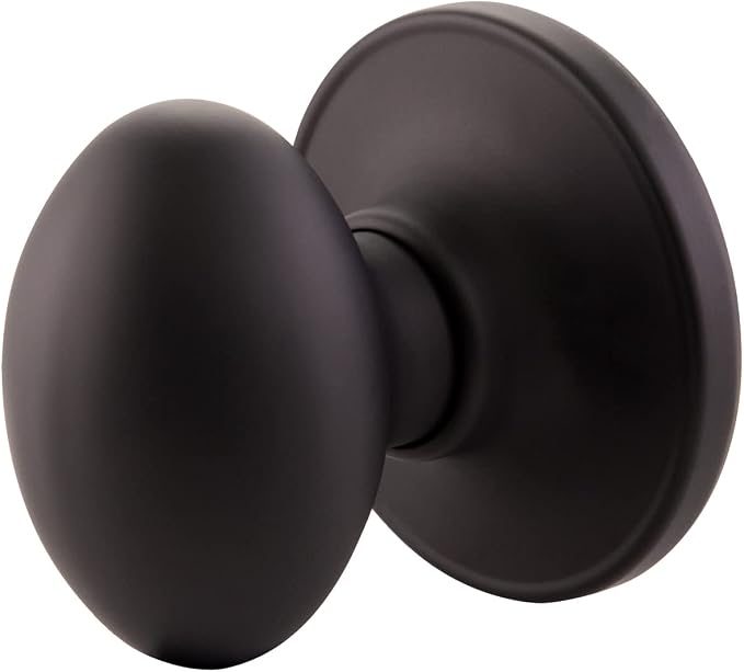 Design House 779173 Egg Passage Hall and Closet Door Knob Matte Black | Surface, Traditional, Brass, Hardware, 779173