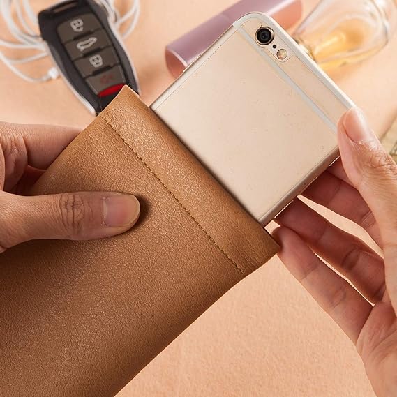 TRIUMPH VISION Eyeglass Case Glasses Case Soft Sunglass Pouch Sleeve 3 Pack | Slim Lightweight Alternative to Bulky Case, Leather Lined Protect Lens, Squeeze Easy to Use, Stylish Portable for Daily Use