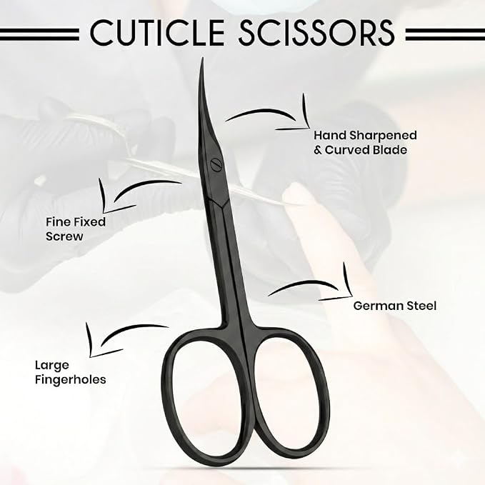 Cuticle Scissors Extra Fine Curved with Case Manicure Scissors for Women & Men Gifts Tijeras para Cuticula Profesional Nail Scissors Stainless Steel Sharp Cuticle Scissors for Nails