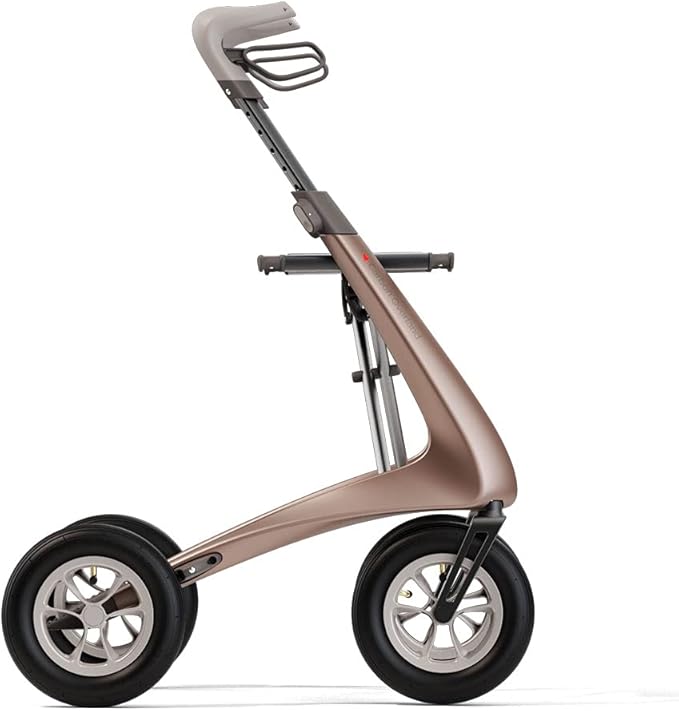 byACRE Carbon Overland/All Terrain Carbon rollator/Big Pneumatic Wheels/Lightweight at only 14.8 lbs/Foldable with seat