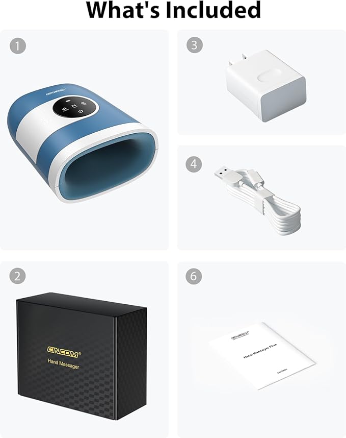 CINCOM Upgraded Hand Massager with Heat and Compression for Arthritis and Carpal Tunnel - Cordless & Rechargeable, Gifts for Women