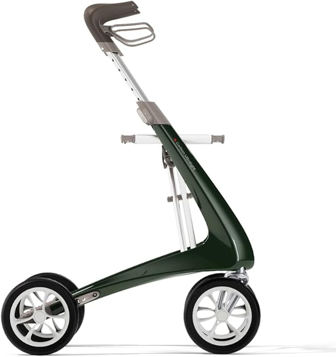 byACRE Carbon Ultralight Rollator - World's Lightest Carbon Rollator - Only 10.6 lbs/for Indoor and Outdoor Use/Foldable and Easy to Travel with (British Racing Green, Compact Track)