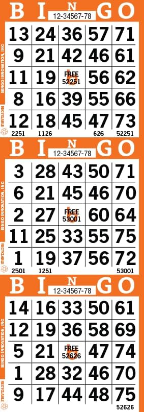 Bingo Paper Sheets – 3 Faces, 12" x 4" – Pack of 500 Disposable Bingo Cards – Recyclable Dauber Paper for Seniors, Adults & Community Events (Orange)