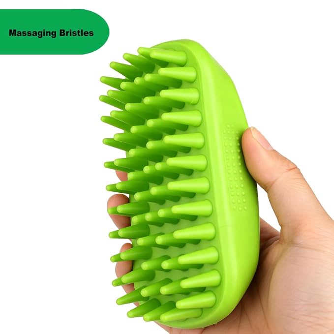 Rubber Curry Brush for Short Haired Dogs, Gentle Curry Comb with Long Pins, Use Wet as Bath Scrubber or Dry for Grooming Loose Hair