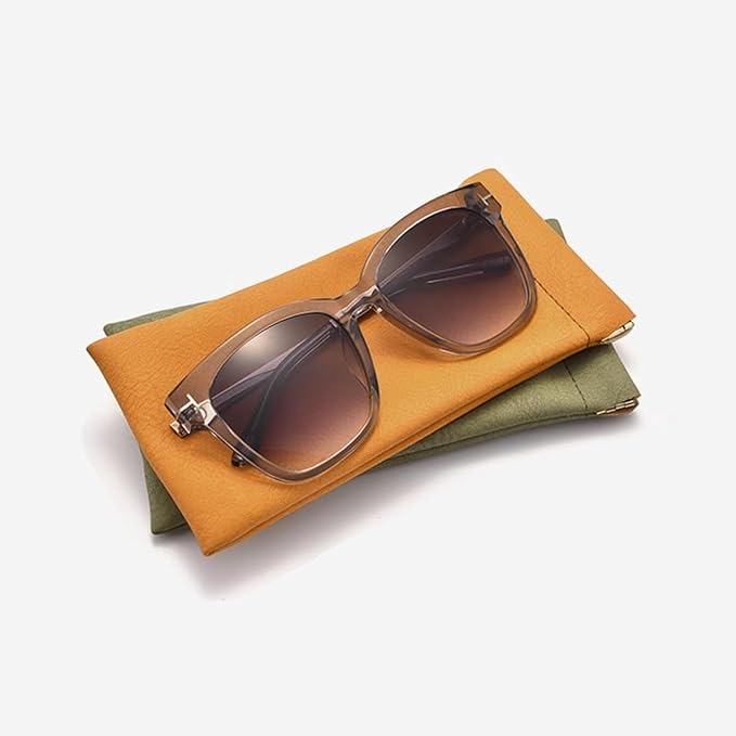3 Pack Leather Eyeglasses Cases PU Soft Sunglasses Pouch Squeeze Top Portable Glasses Cases for Men Women