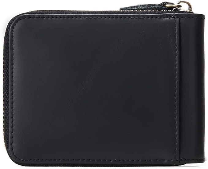 GOIACII Wallets for Men Genuine Leather Front Pocket Wallet RFID Zip Around Bifold Credit Card Holder | RFID